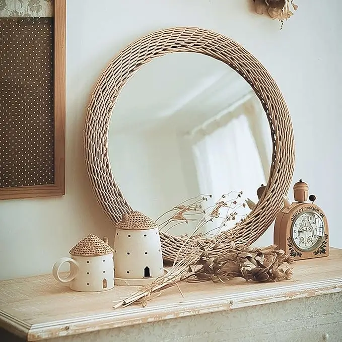 Miroir Rond Rotin