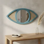 Miroir Rotin Bleu